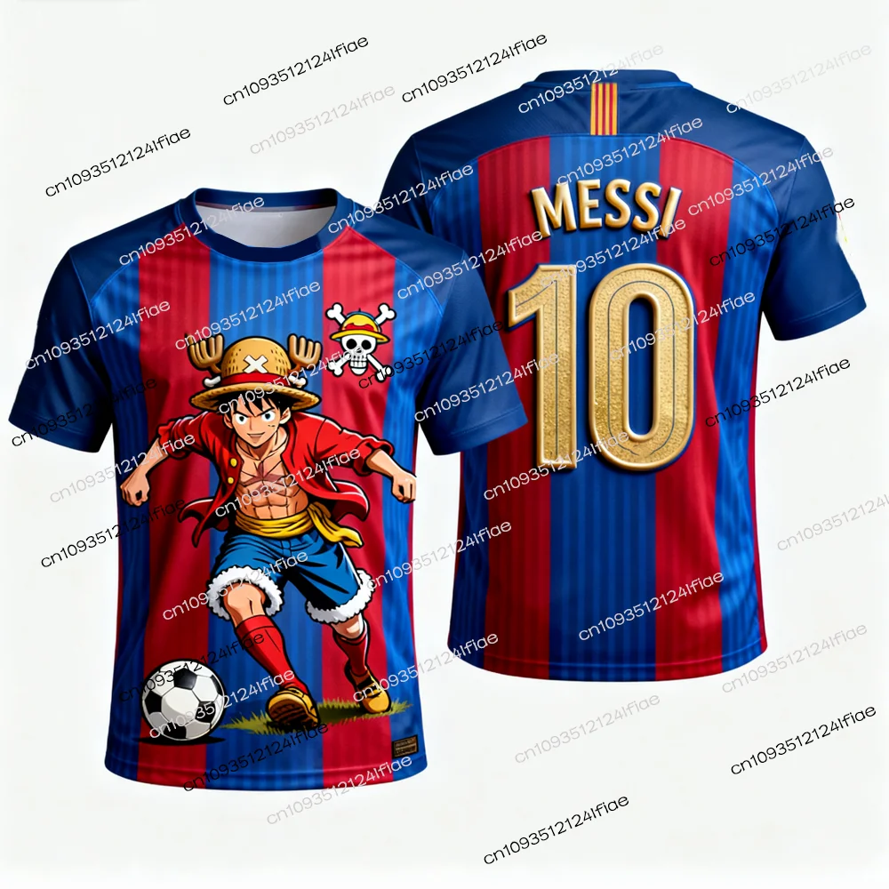 One Piece Luffy x Messi Football Jersey