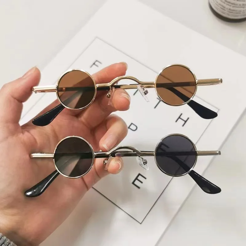 Klassische kleine runde Sonnenbrille Mann Sonnenbrille Vintage Rock Punk Black Metal Steampunk Sonnenbrille Frauen Mini Hip Hop Sonnenbrille – Detail 3