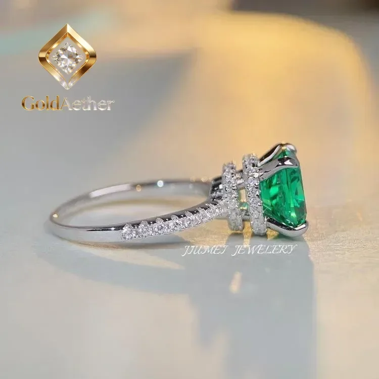 

Кольцо GoldAether Luxury из цельной платины PT950 с зеленым бриллиантом и моассанитом для девочки/бабушки