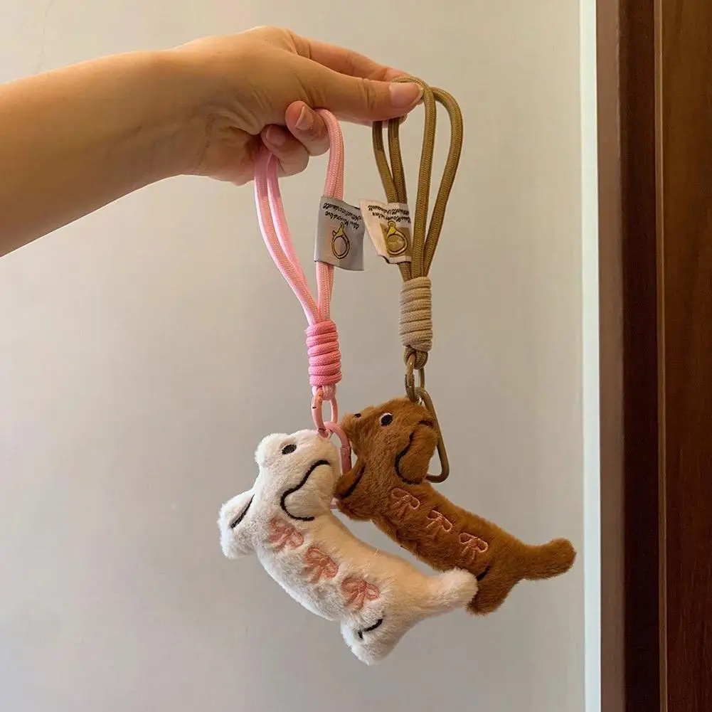 1PCS Cute Key Pendant Bag Hanging Decoration Gift Cartoon Animal Dog Dachshund Plush Keychain Puppy Stuffed Keyring