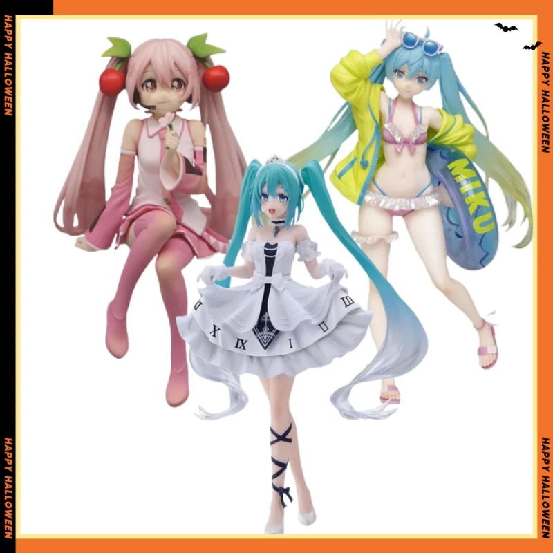 TAITO Hatsune Miku Anime Figure 3rd Season Summer Ver. Wonderland Cinderella 2022 Sakura Miku Noodle Action Figure Model Doll Gi