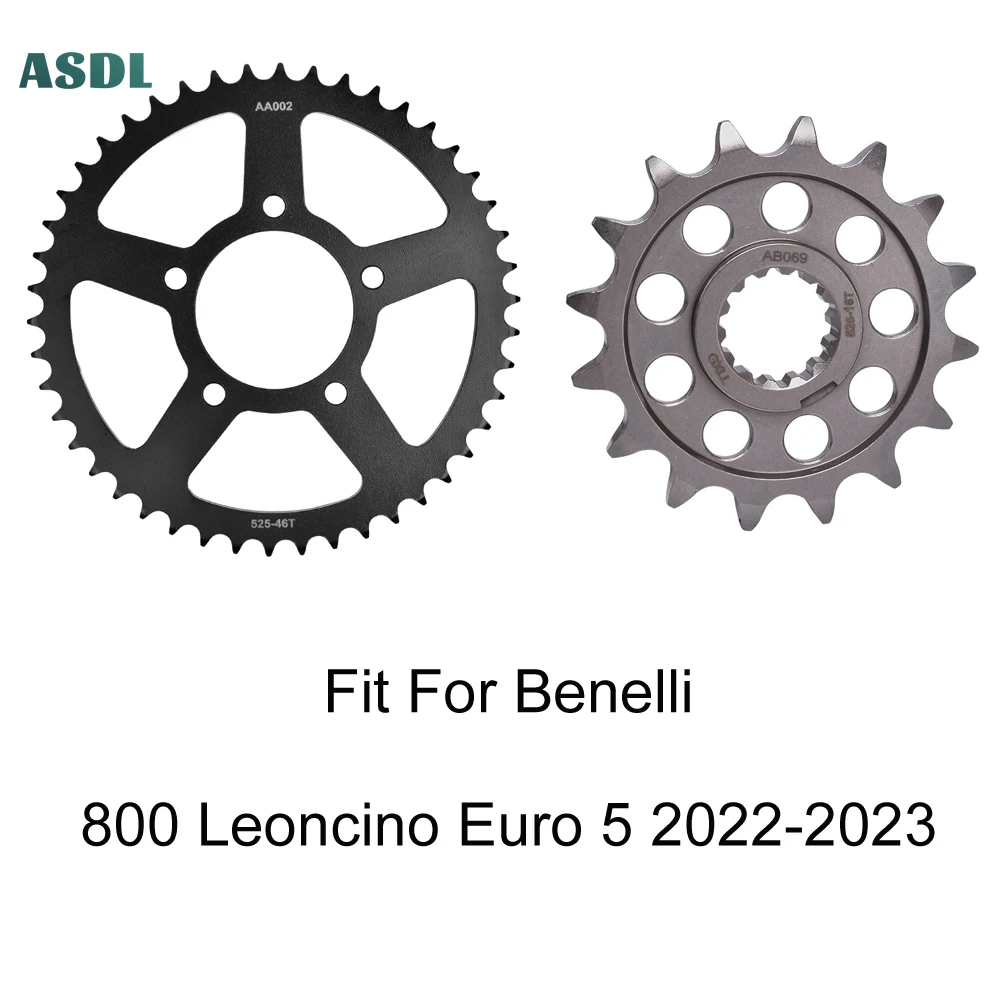 

525 46T 16T Motorcycle Front and Sprocket Carburized Steel for Benelli 800 Leoncino Euro 5 2022-2023 Motorcycle Parts 525 Chain