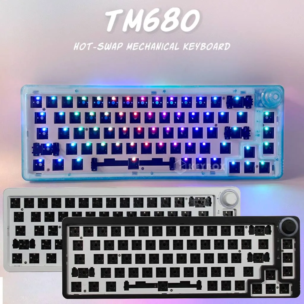 

TM680 For 3Pin/5Pin Switch Knob Hot Swap Mechanical Keyboard Kit Wireless Bluetooth 3 Mode RGB Backlit Gamer 60% Keyboard