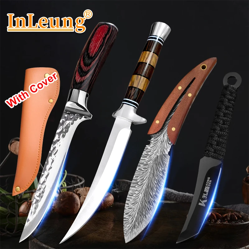 Stainless Steel Chef Knife Professional Boning Cleaver Wood Handle Kitchen Knife Meat Fish Filleting Slicing Fruit Cooking Tools