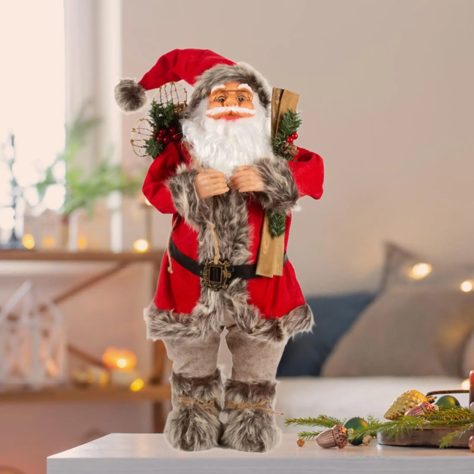 

Santa Figure Gift 23.6" Statue Standing Doll for Farmhouse Desktop Mantle