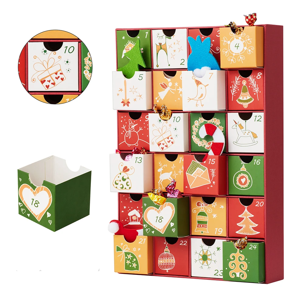 

Christmas Advent Calendar Box Reusable Countdown Calendar Countdown to Printed Cardboard Gift Treasure Box Best Gifts