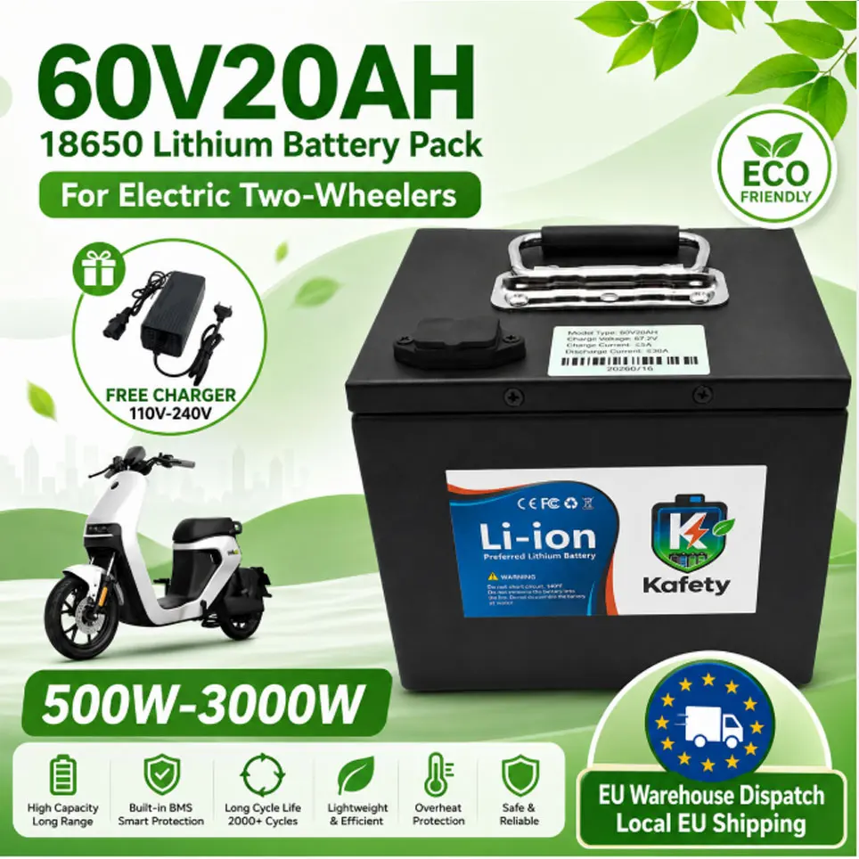60V 20Ah 18650 Lithium-Ionen-Akku-Pack, brandneu, Hochleistungszellen, mehrere Kapazitätsoptionen, eingebautes BMS für 250-2000W E-Bike, Elektroroller, Motorrad, Luftfracht verfügbar, EU-Lagerbestand,