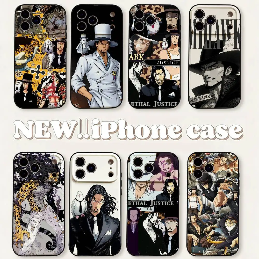 O-ONE PIECE Lucci Phone Case For IPhone 1716 15 14 13 Pro Max 11 12 Mini X Xs XR Black Silicone Cover