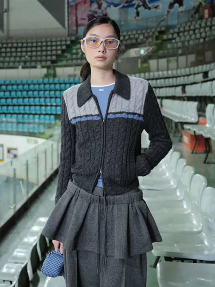 

Brand Twist Knit Cardigan Color Blo Wool Blend Long Sve Casual Sle Women's Faion Winter 2025 New Arrival