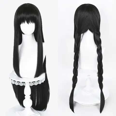 2 스타일 Akemi Homura 코스프레 합성 가발 90cm 긴 검은 가발 코스프레 애니메이션 가발 내열성 헤어 할로윈