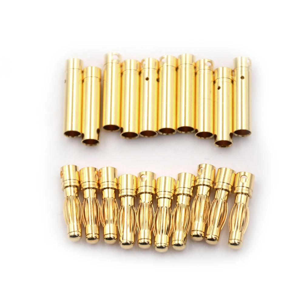 10Pair Male Female Bullet Banana Connector 4mm RC Battery Gold-plated Bullet Banana Plug