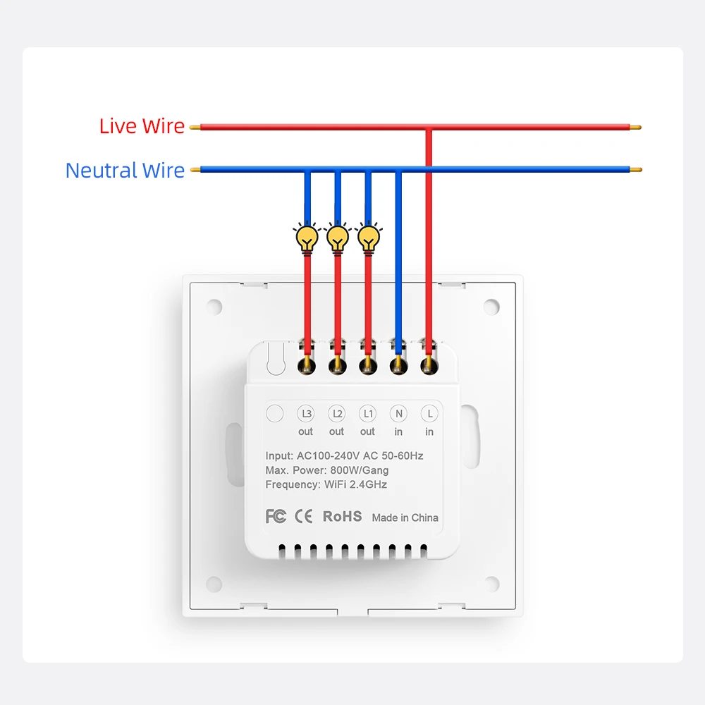 AVATTO New Blade Series Tuya Smart WiFi Zigbee Push Button Switch with Ambient Light APP Control Works with Alexa Google Home