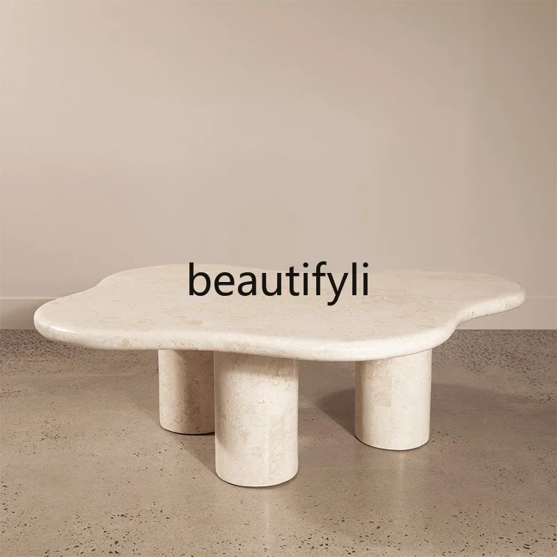

11zTravertine cloud coffee table small apartment living room sofa creative special-shaped light luxury advanced