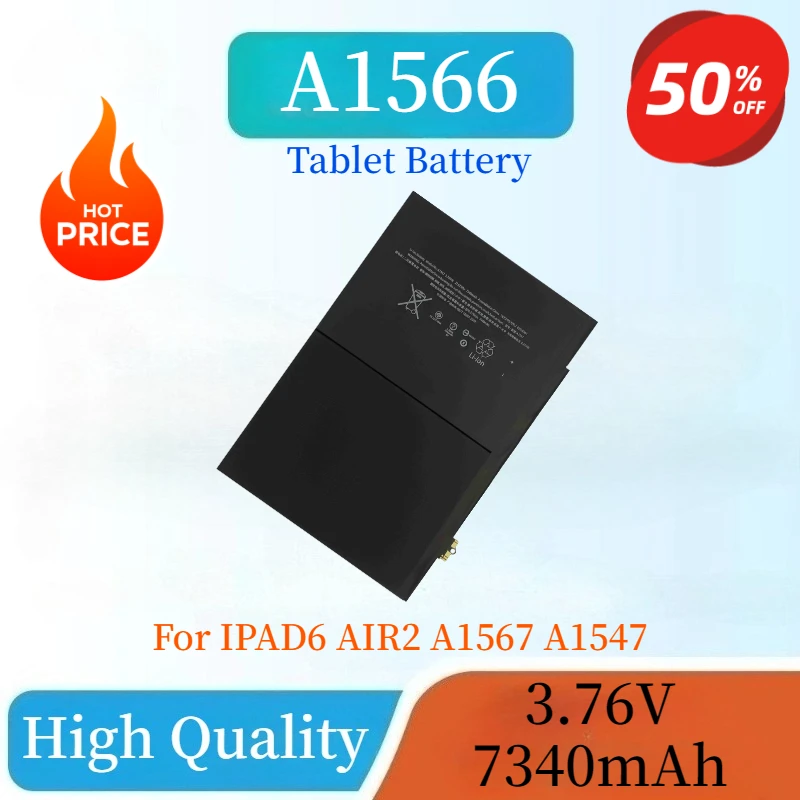 New High Quality 3.76V 7340mAh Tablet Battery for IPAD6 AIR2 A1567 A1547 Large Capacity Lithium Polymer Rechargeable Battery