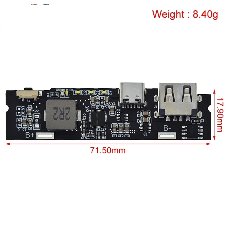 1/2/5PCS  QC3.0 QC2.0 Dual USB 18W Type-C USB SW6106PD Fast Charge Mobile Power Bank 18650 Charging Module With Indicator
