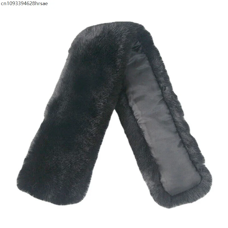 Damski Męski Kołnierz Imitujący Futro Szopa Pracz Odłączany Kołnierz ze Sztucznego Futra Zimowy Ciepły Puszysty Ocieplacz na Szyję Płaszcz Antybrudzący Sztuczny Kołnierz