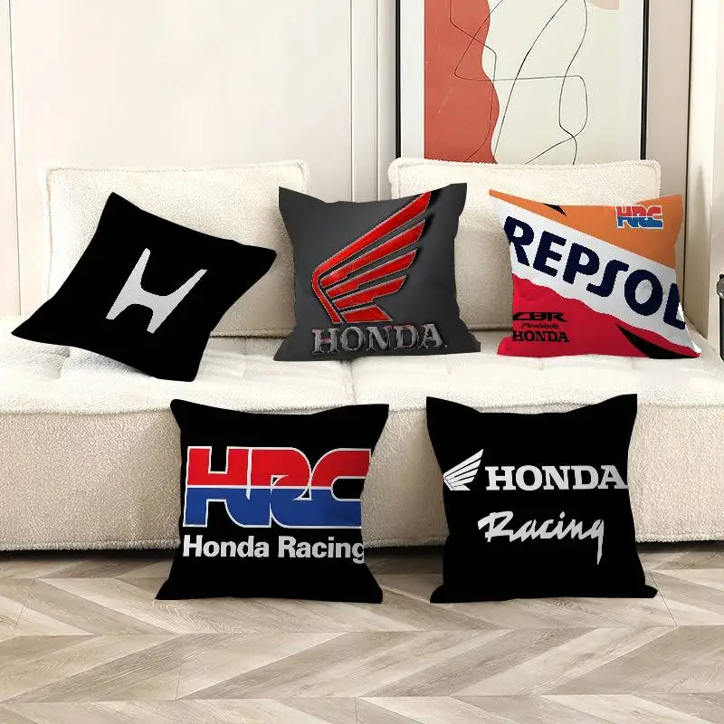 H-HRC H-HONDA Motorcycle Logo Personalized picture text home decorative pillows Household Gifts 45x45cm