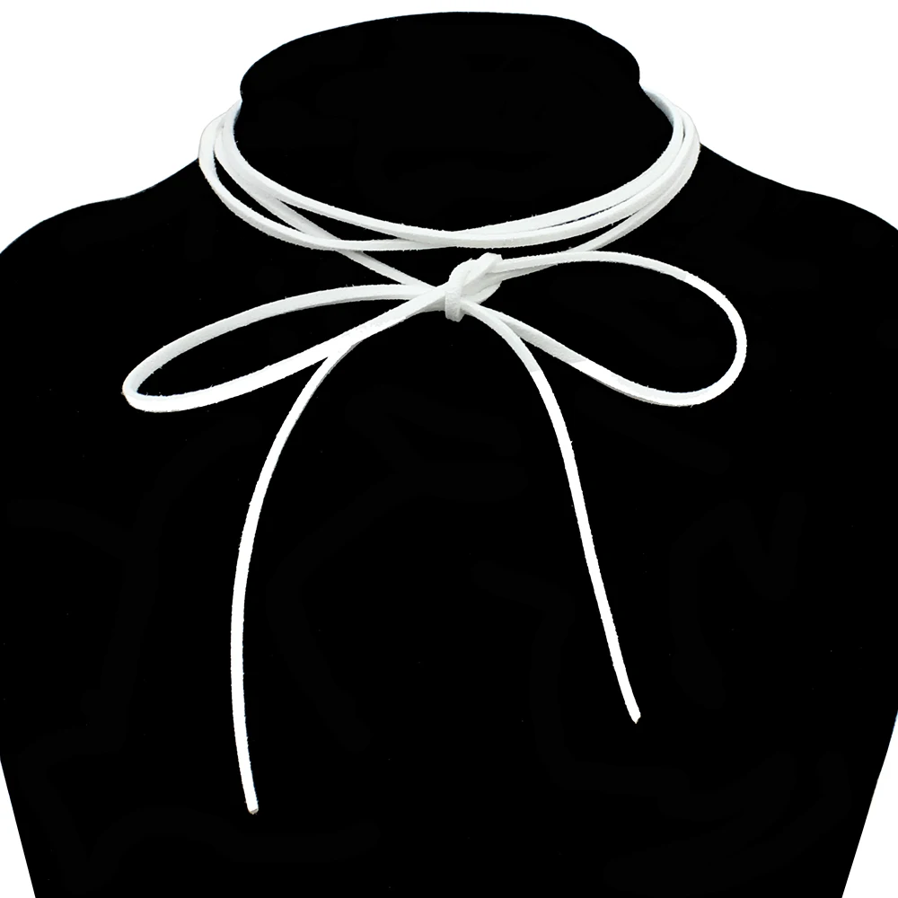 Punk Goth Pink White Velvet Big Bowknot Pendant Chokers Necklace for Women 145cm Bowknot Adjustable Chain Christmas Jewelry