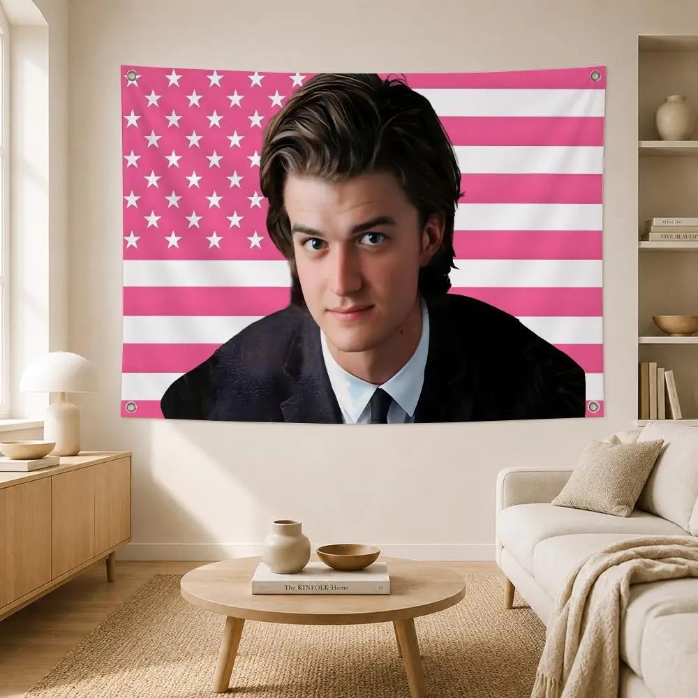 Actor Joe Keery Flags Home Yard Garden Wall Hanging Flag Indoor Outdoor Banner Decor for Patio Backdrop Art