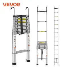 VEVOR Scala Telescopica in Alluminio Estensibile Altezza Max. 5,5m Portatile 16,4kg, Scala Telescopica Allungabile in Alluminio Portatile Salva Spazio Portata Massima 190kg per Riparazione Domestico