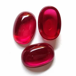 Natural Ruby Oval Cabochon Smooth Polished Surface Egg Shape Large Blood-red Ruby Cabochon Flat Back For Jewelry Making Gem