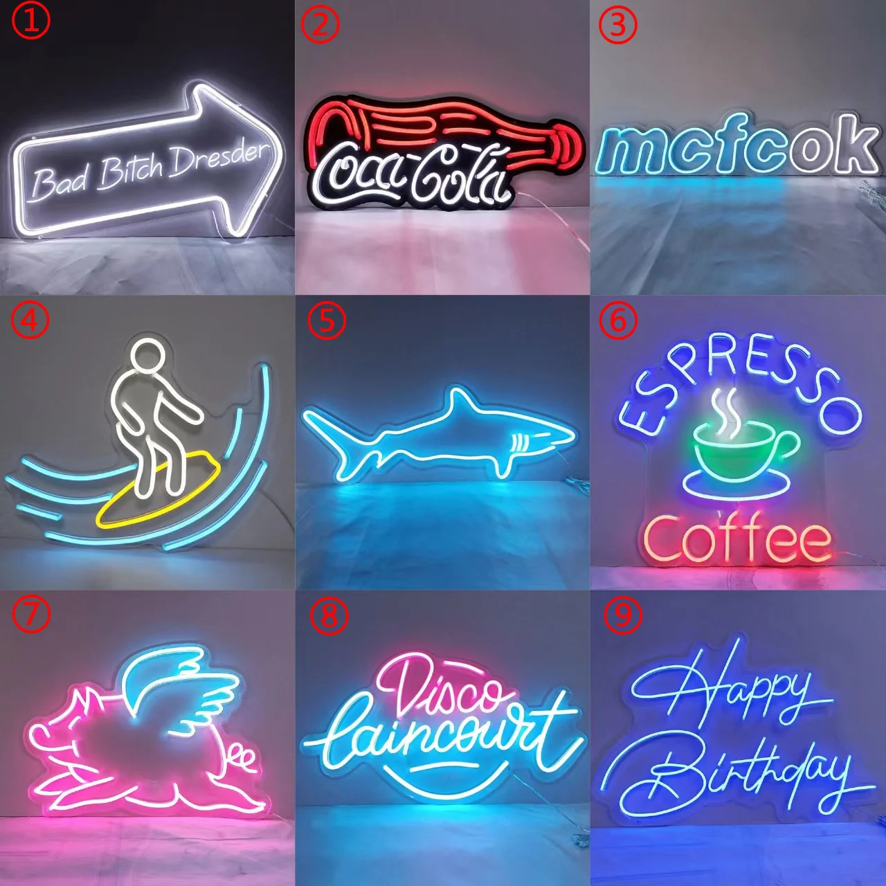 Customized High Quality Acrylic Cheap LED Neon Sign Light For Bar Coffee Shop Event Party Wedding Advertisement Show  Decoration