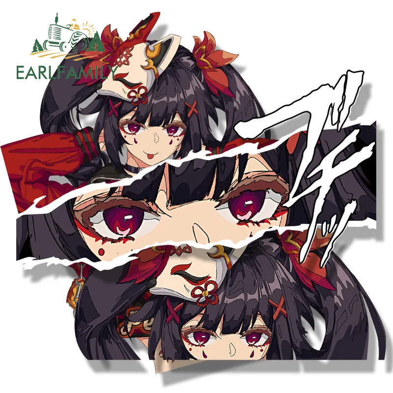 

EARLFAMILY Punk Sparkle Fanart Car Sticker Honkai Star Rail Slap Eye Decal Sketch Waifu Peeker Graffiti Chibi Big Head Stickers