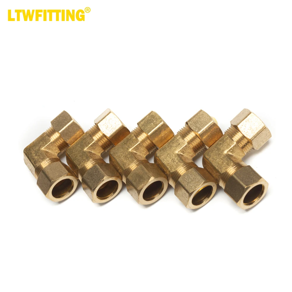 

LTWFITTING 5/8-Inch OD 90 Degree Compression Union Elbow,Brass Compression Fitting(Pack of 5)