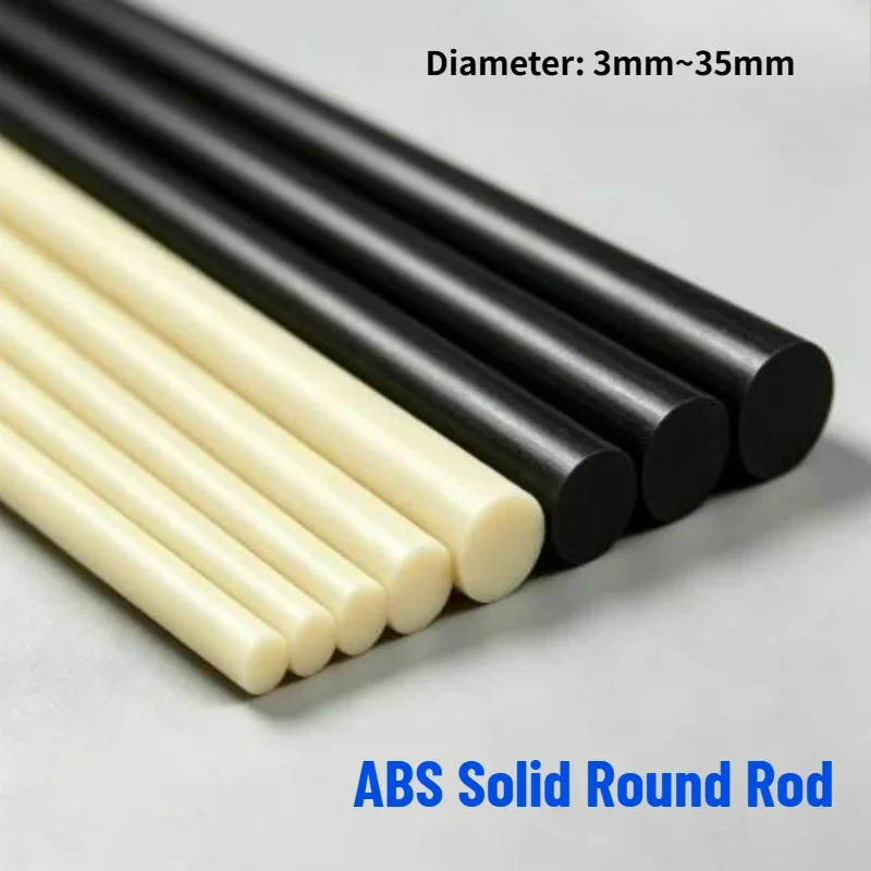 ABS-Kunststoff-Rundstange, Durchmesser 3–35 mm, Länge 500 mm, schwarz-beige Stange, hohe Härte für CNC-Bearbeitung, Industrie und Heimwerkerprojekte. – Detail 1
