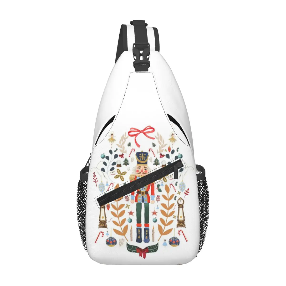 Christmas Nutcrackers Stars Ballerina Violin Chest Bag Men Sling Crossbody Backpack Chest Bag Traveling Daypack Shoulder Bag