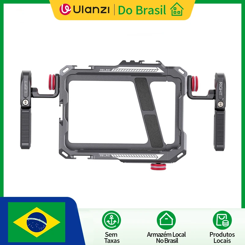Ulanzi Lino Phone Video Vlog Cage com alça ajustável para iPhone 15 14 13 Pro Max Suporte para sapata fria para microfone Flash Light