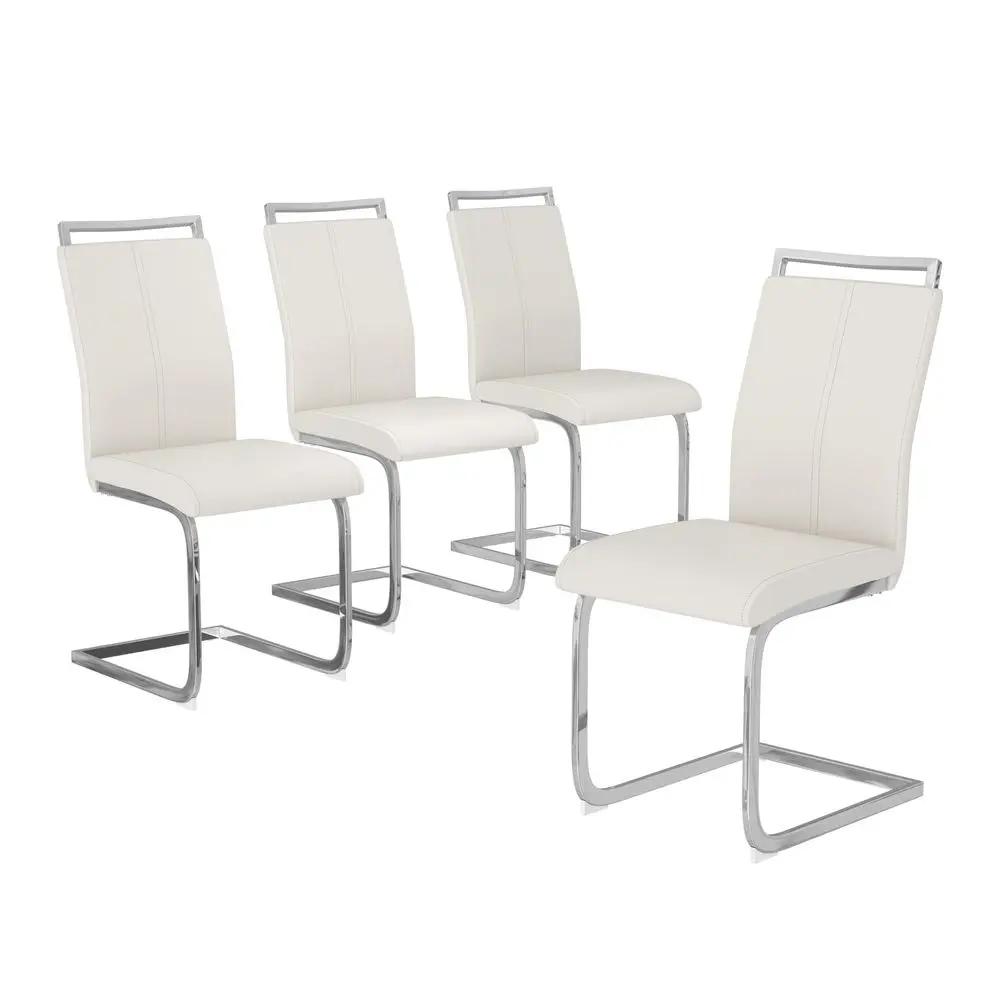 

Dining Chairs Set of 4 with Chromed Legs, Modern High Back with Faux Leather Padded Kitchen Chair for Dining Room, Kitchen 4, W