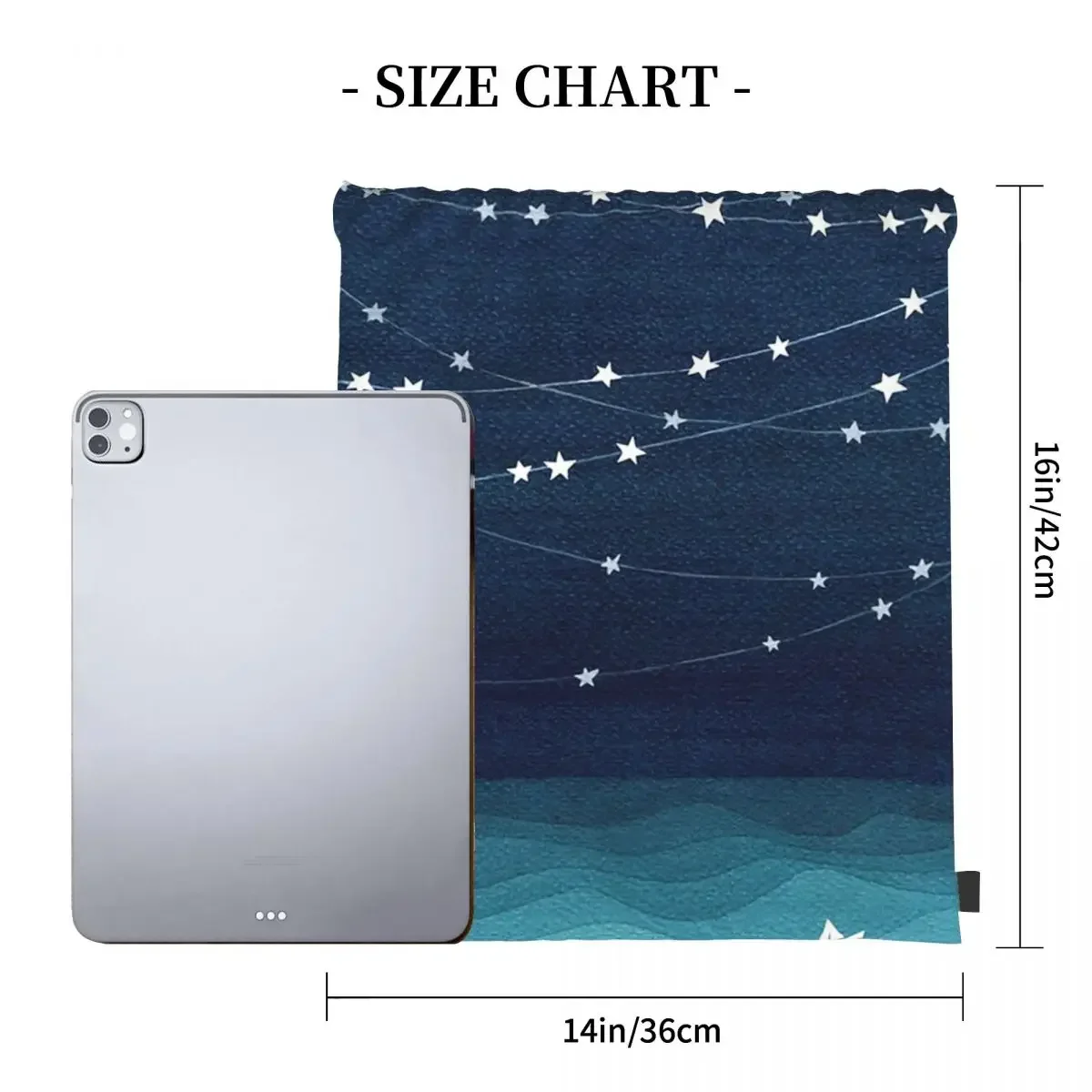 Garland Of Stars, Teal Ocean Backpacks Portable Drawstring Bags Drawstring Bundle Pocket Storage Bag BookBag For Travel Students