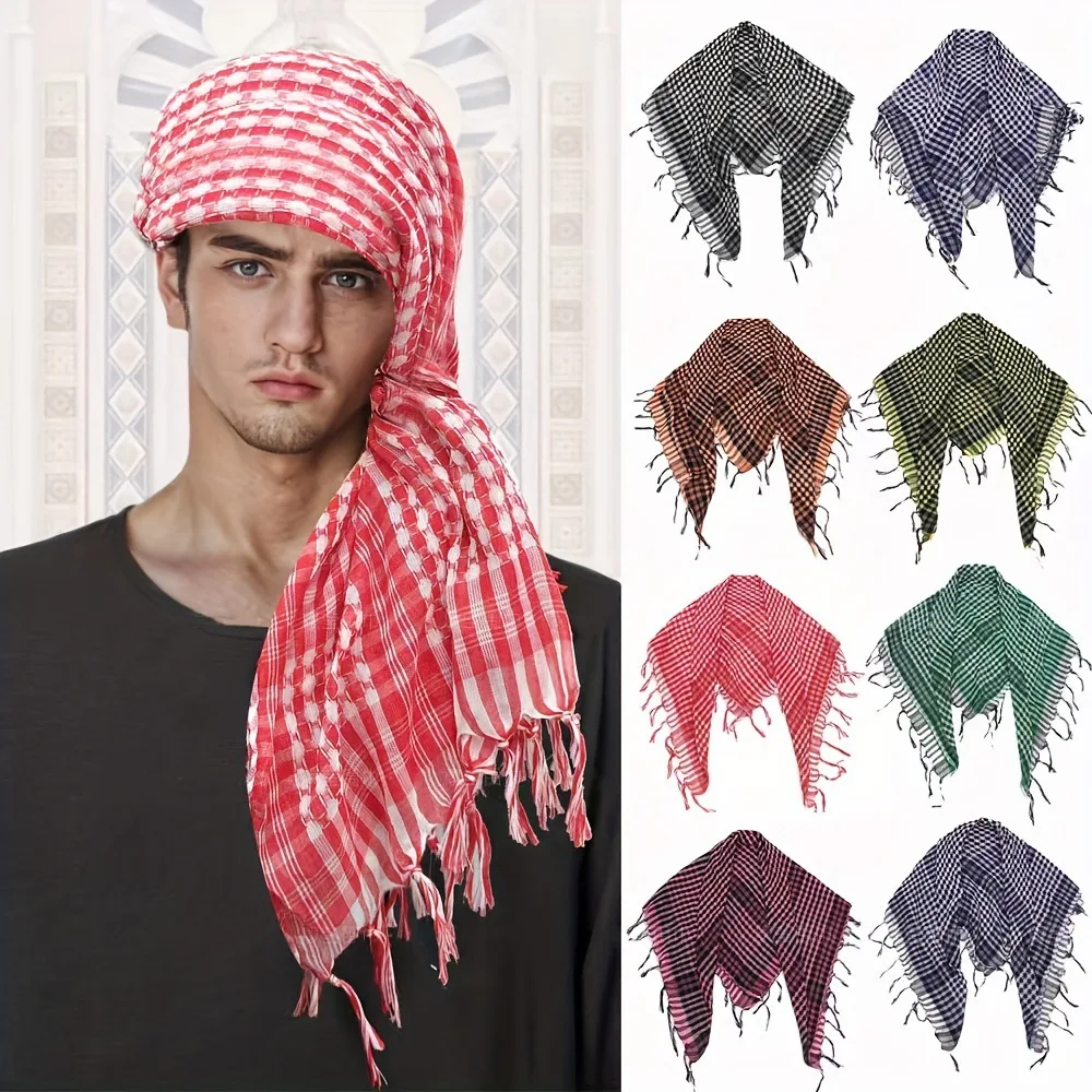 Shemagh Scarf Keffiyeh Cycling Palestinian Tactical Desert Tassel Breathable Multi-purpose Hiking Arab Headscarf Eid Head Wrap