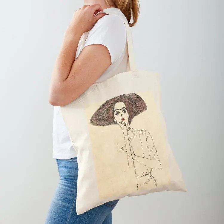 

Enhanced Egon Schiele Portrait of a Woman No.2 1910 Tote Bag Women's beach bags Reusable bags eco bag folding
