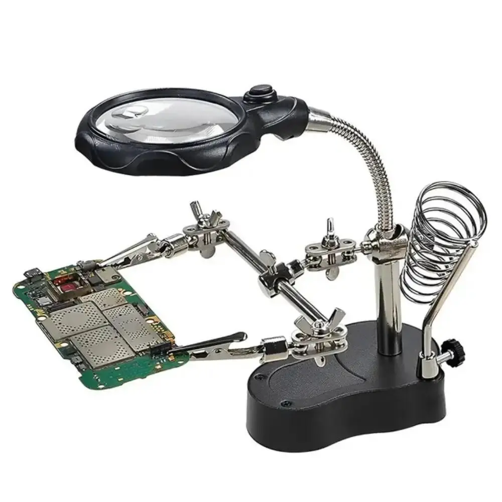 3.5X-12X Auxiliary Clip Loupe Welding Magnifying Glass Solder Platform With Light Electric Soldering Iron Circuit Board Repair