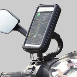 Motorcycle Telephone Holder Support Moto Bicycle Rear View Mirror Stand Mount Waterproof Scooter Motorbike Phone Bag for Samsung