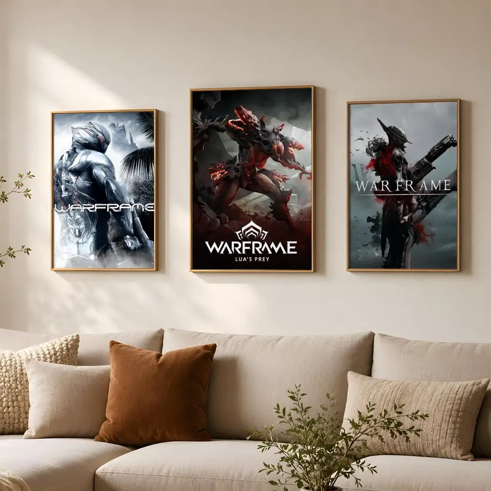 Game W-Warframe-e Poster Vintage Self Adhesive PP Wall Art for Living Room Bar Bedroom Home Decor Gift