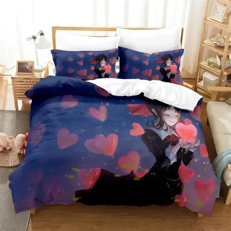3D Print Anime Kaguya-sama Love Is War Miss Huiye Comfortable Duvet Quilt Cover Pillowcase Bedding Set Decoration Home Textile