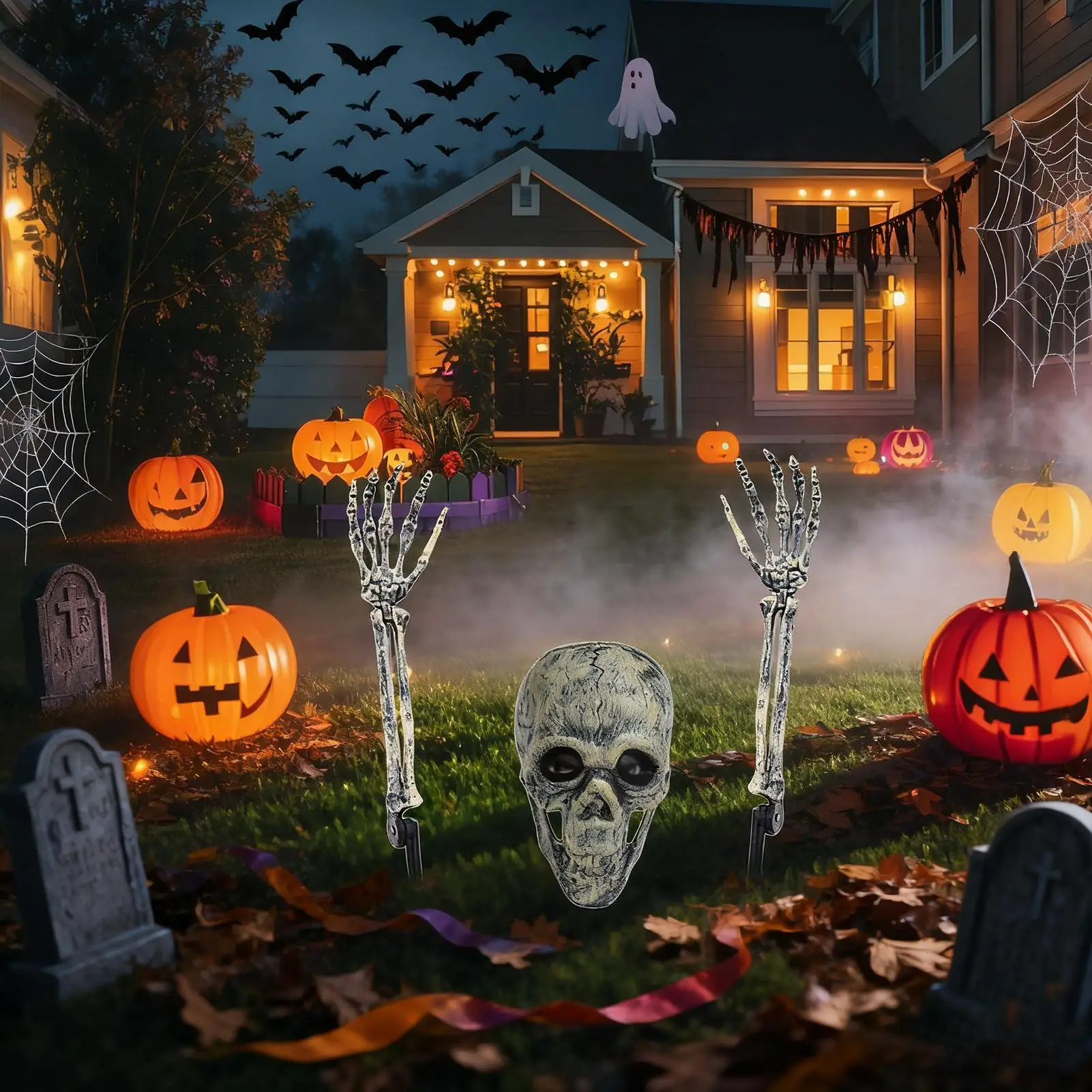 Skeleton Coming Out Of Ground Halloween Skeleton Arms 3 Pieces Realistic Decor For Haunted House Garden Front Door Fence Pathway
