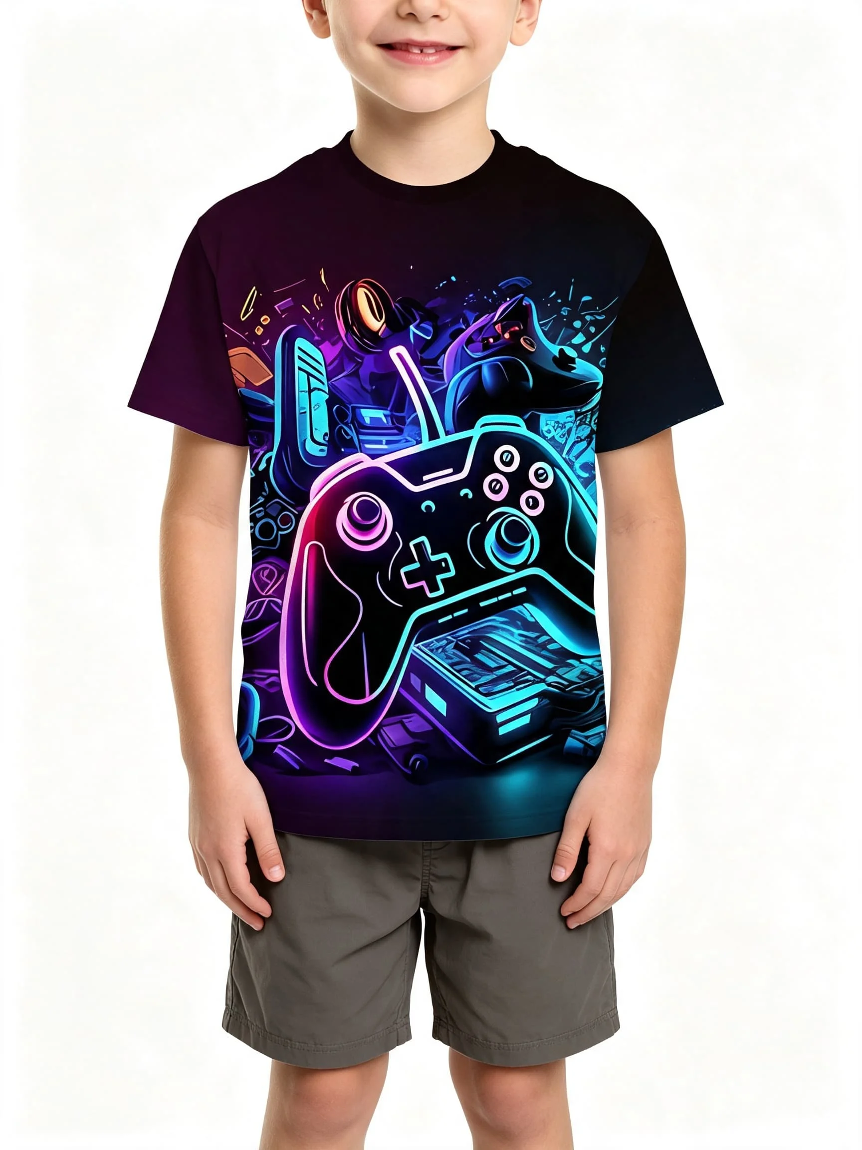 Summer Casual 3D Video Game Print Tee Men T Shirt Women Tee Boys Top Children Parent Child Quick Dry Short Sleeves Kids Tshirt