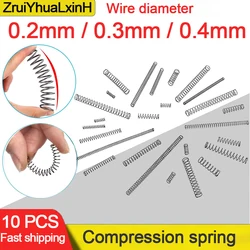 10pcs/Lot 0.2mm 0.3mm 0.4mm Micro Small Compression Spring OD 2/3/4/5/6/7/8/9/10mm Length 5mm to 50mm