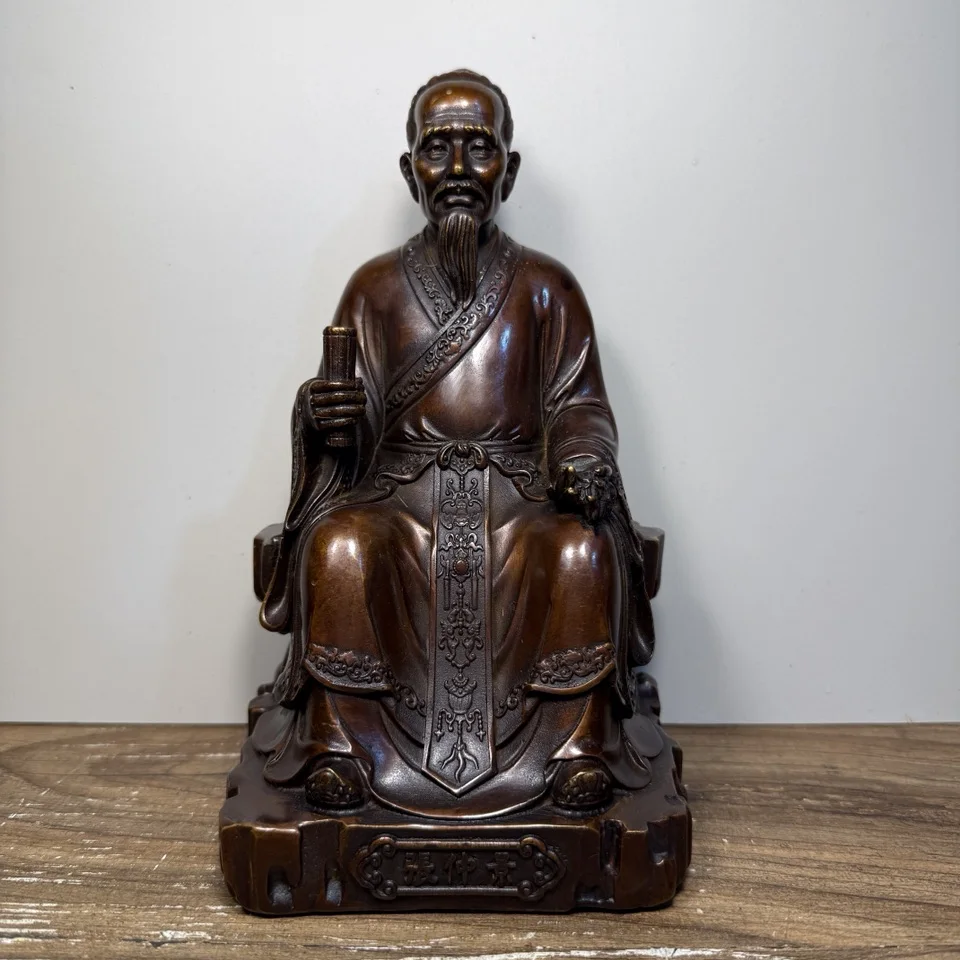 Old Bronze Gilded Cinnabar Zhang Zhongjing Medicine God The sage doctor Treatise on Febrile and Miscellaneous Diseases Wenfang