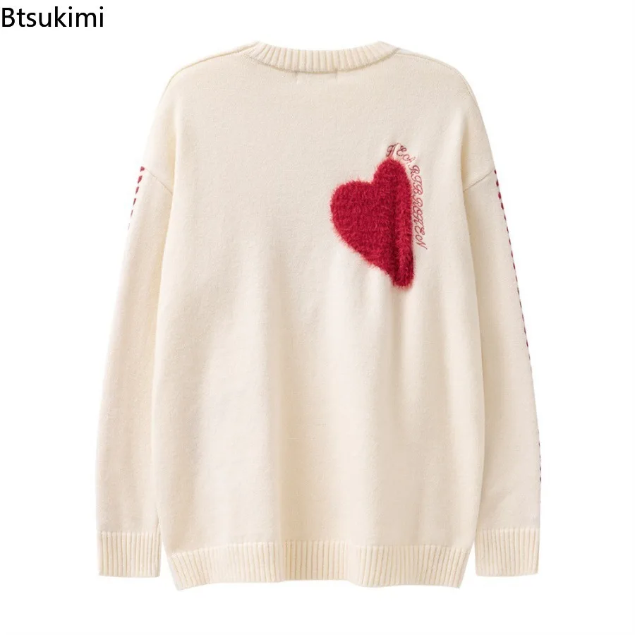 سترات رجالية محبوكة على شكل قلب صوفية كبيرة الحجم ورقبة دائرية وأكمام طويلة وطول عادي ملابس خارجية غير رسمية على طراز الهيب هوب #2