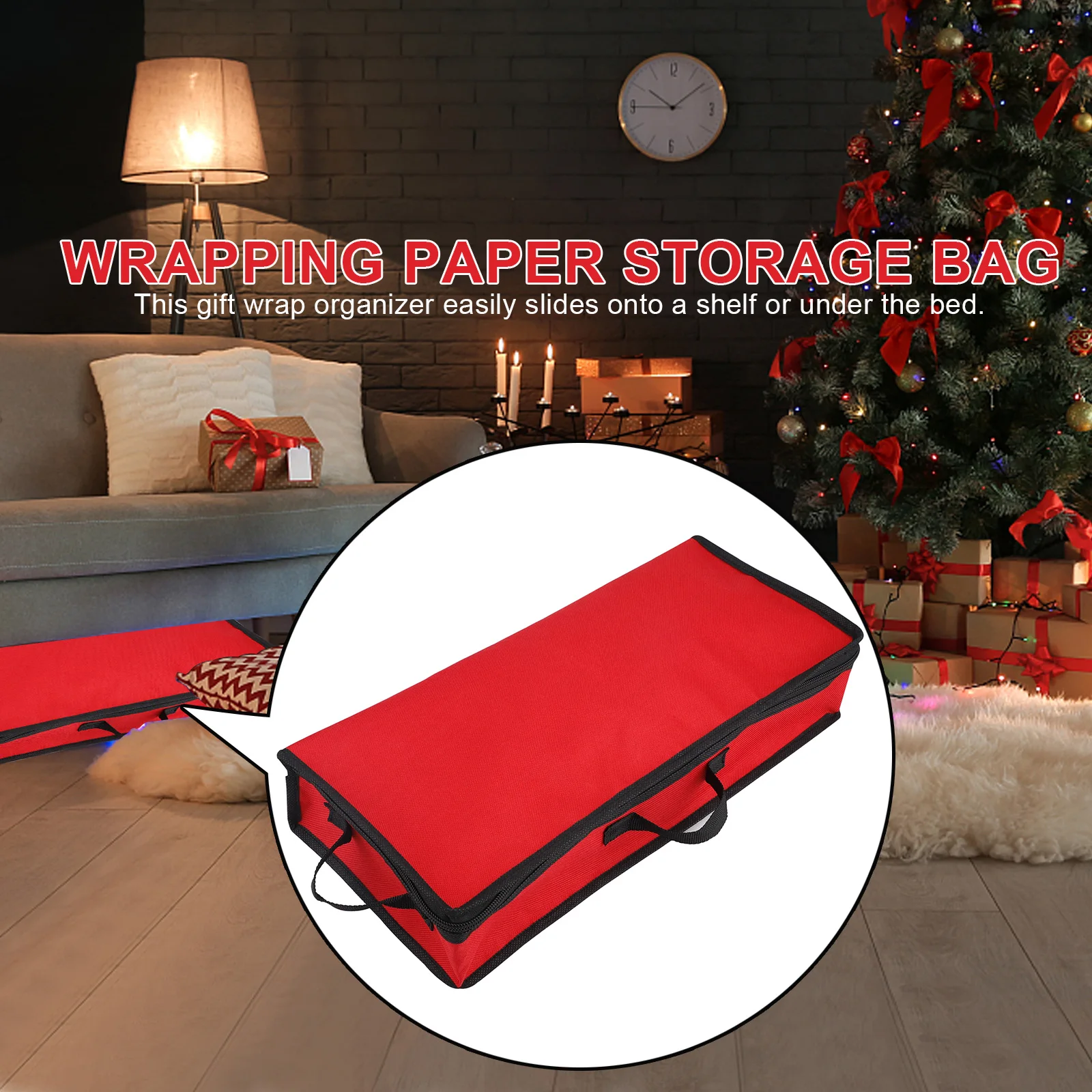 

Wrapping Paper Storage Bag Rolls And Ribbon Holder Heavy Duty Tear Proof Christmas Gift Wrap Storage Organizer With 2 Clear