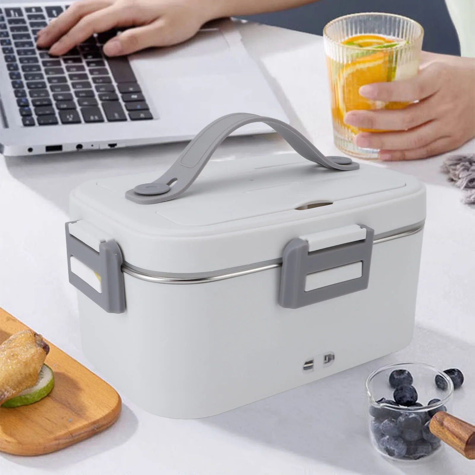 Electric Lunch Box 1.8L 360 Degree Circulation Heating SUS304 Liner Dishwasher Safe Portable Heated Lunch Box for Office Travel