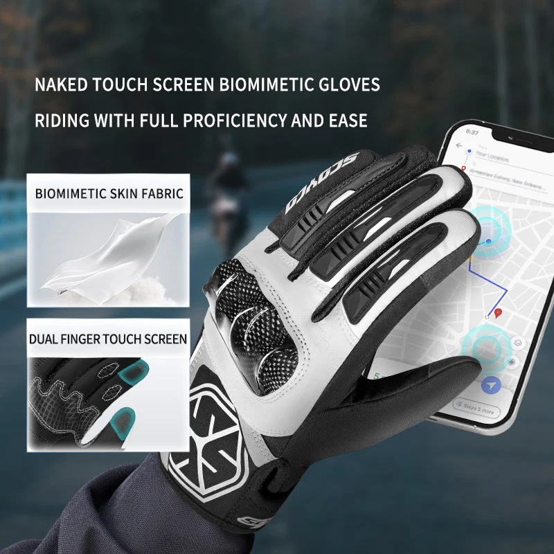 SCOYCO Motorcycle Gloves Winter Warm Waterproof Leather Full Finger Gloves Men Women CE Anti-fall Touch Screen Motorbike Guantes