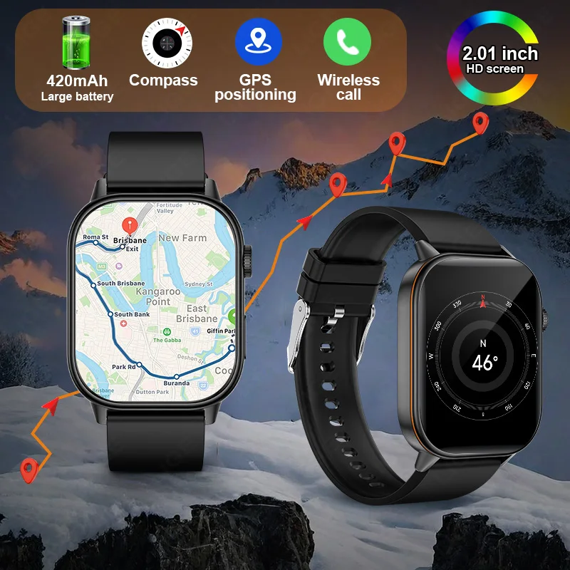 

LIGE GPS Позиционирование Умные часы Мужской Bluetooth Телефонный компас Наружный спорт Фитнес Трекер Часы Здоровье Женщина Умные часы 2025