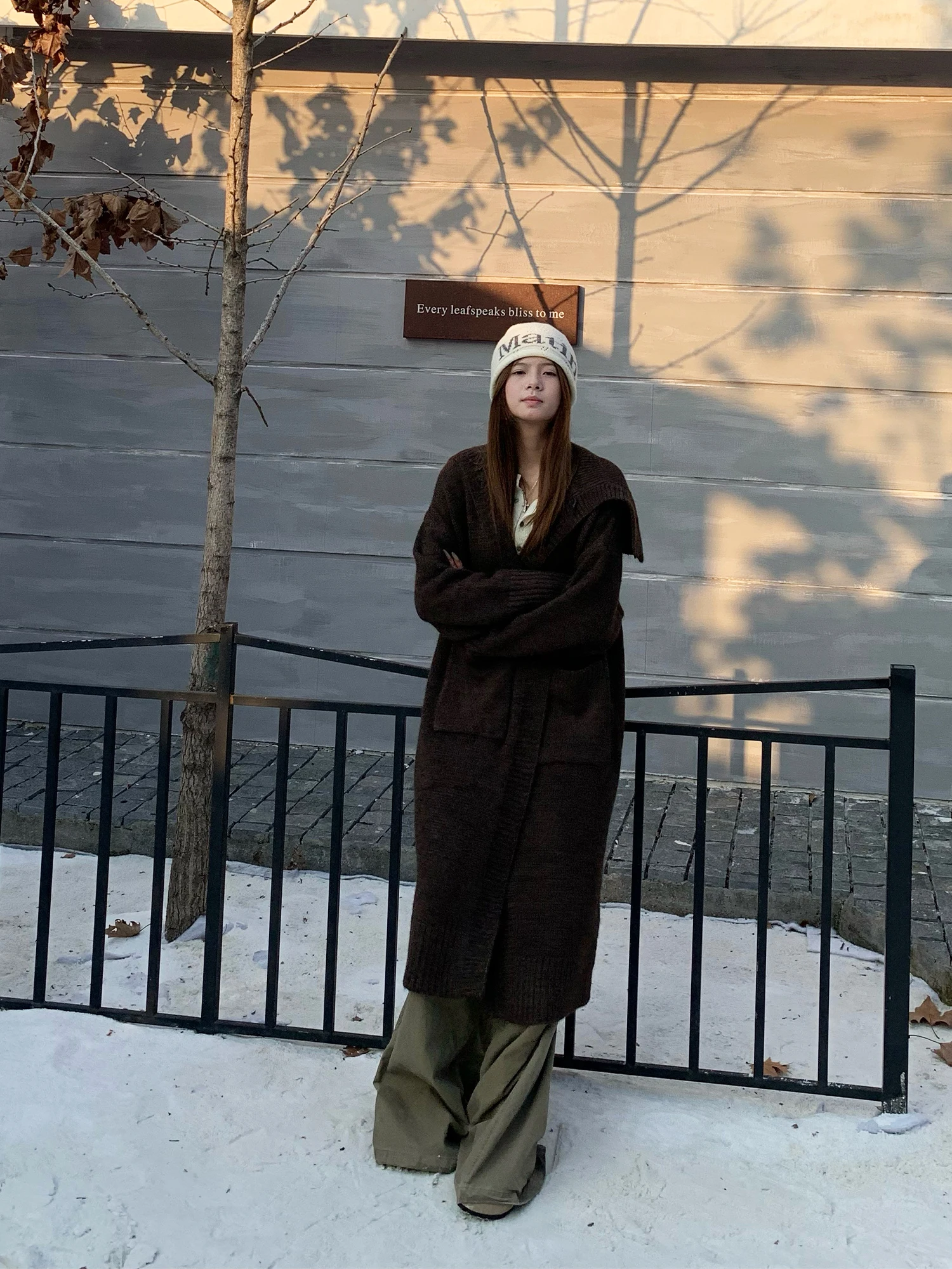 

E7Q8 Autumn Winter Long Knitted Cardigan Women's Loose Casual Sle Naval Collar Korean Sle Casual Long Sve Coat