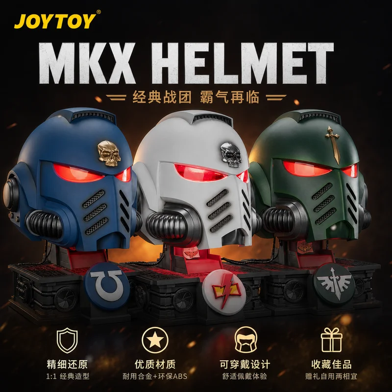 Joytoy Warhammer MkX Helmet 1:1 Model Dark Angel White Scar Legion Wearable Playset For Collection Display